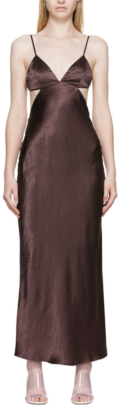 Third Form Exclusive Dark Brown Crush Maxi Dress Size 2